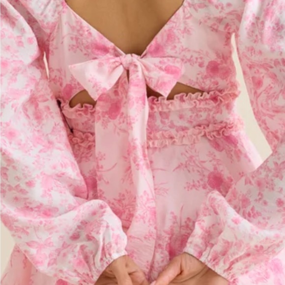 Altar'd State Pink and White Floral Puff Sleeve Dress - Picture 2 of 2